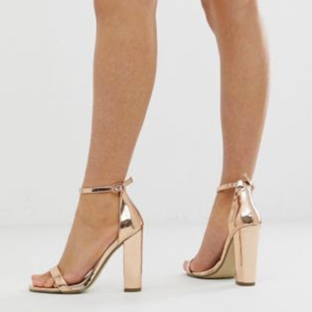 Missguided block heel in rose gold SIZE 9